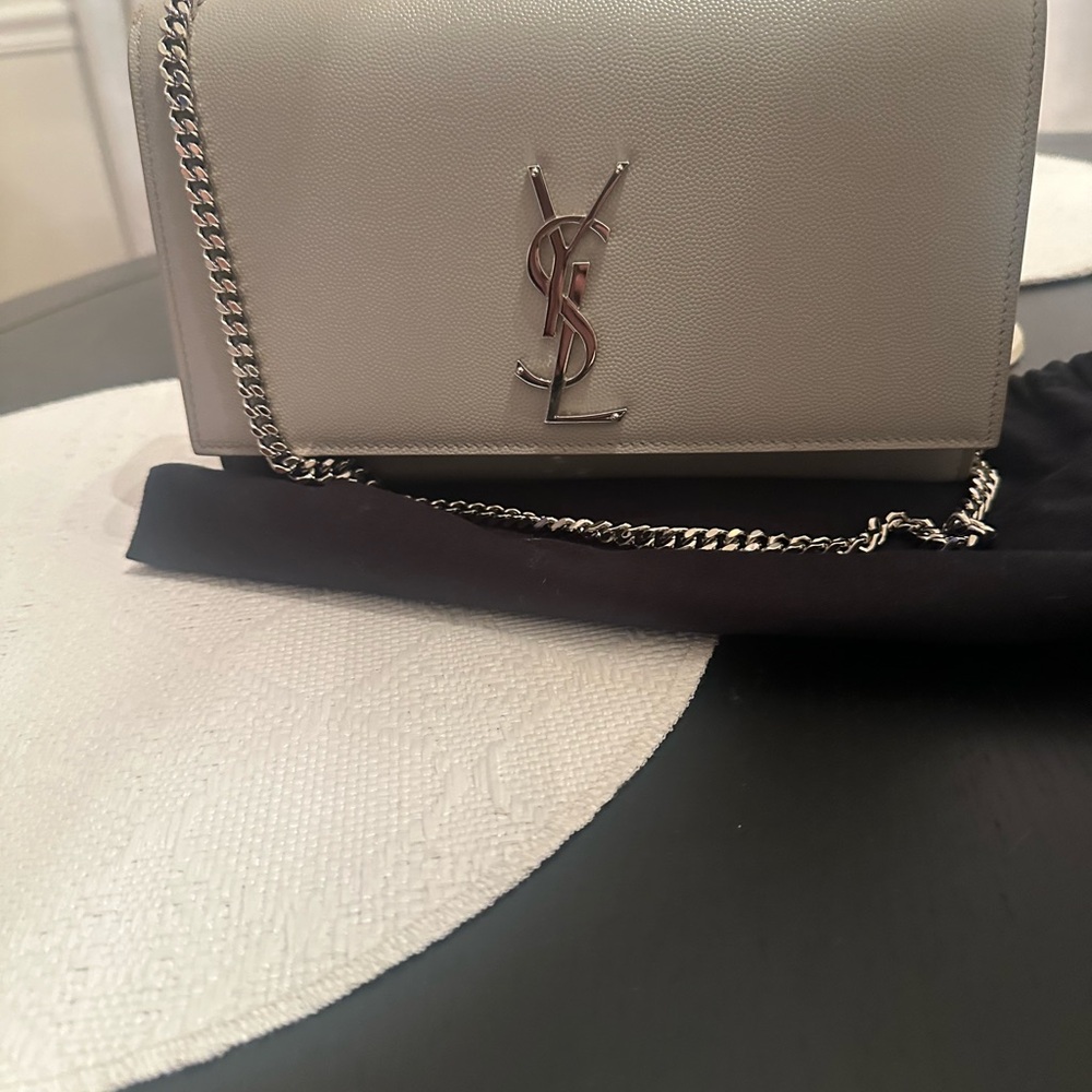 Yves Saint Laurent Cream Crossbody Bag with Chain